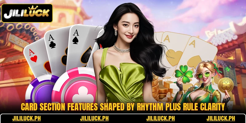 Card section features shaped by rhythm plus rule clarity