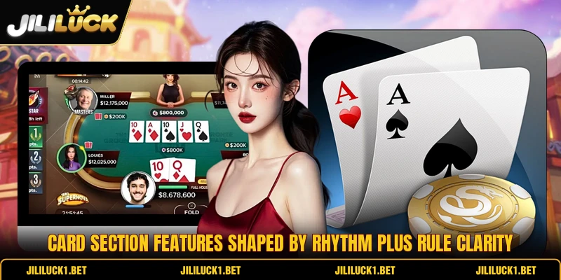 Card section features shaped by rhythm plus rule clarity Card section features shaped by rhythm plus rule clarity