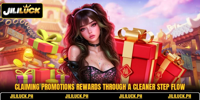 Claiming promotions rewards through a cleaner step flow